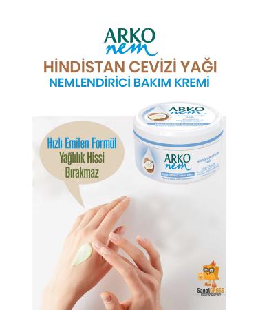 Arko Nem Coconut Oil Moisturizing Care Cream 300 Ml x 4 Pieces - Buy Online on GoSupps.com