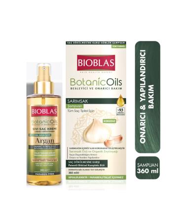 Bioblas Botanic Oils Shampoo Garlic 360ml+argan Liquid Hair Conditioner 200ml