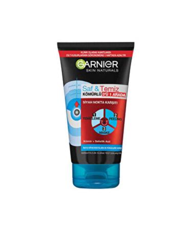 Garnier ( 3 PIECES ) Garnier Pure & Clean Anti-Blackhead Charcoal 3 in 1 Peeling Mask 150 ml