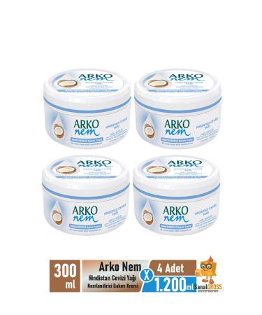 Arko Nem Coconut Oil Moisturizing Care Cream 300 Ml x 4 Pieces
