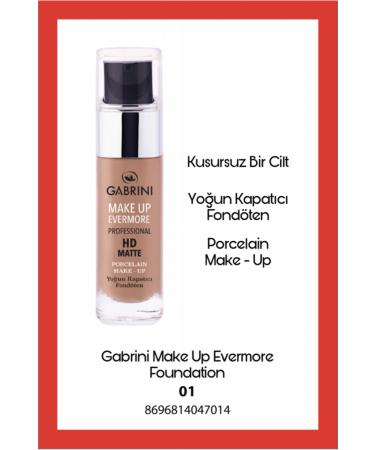 Gabrini HD Matte Foundation No:1 + 20 ml Make-up Base + Matte Dipliner + Make-up Sponge Set - Buy Online on GoSupps.com