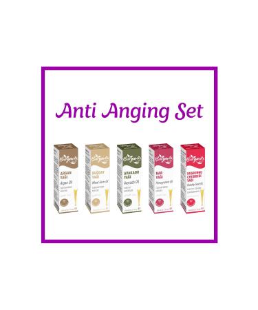 Biorganix Life Anti Anging Oil Set (Argan Wheat Avocado Pomegranate Rosehip) 20 ML Set of 5 with Dropper