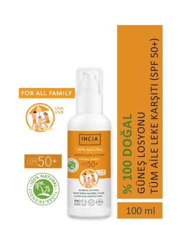 INCIA 0 Natural and Organic Tamanu Oil Sunscreen Lotion with Mineral Filter for the Whole Family +50 SPF 100 ml