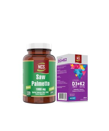Ncs Saw Palmetto 1000 Mg 120 Tablets+Vitamin D3 K2 20 ml