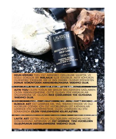 Laviren Skin Renewal and Repair Care Serum Gold Powder & Charcoal & Glycolic Acid 30 ml - Buy Online on GoSupps.com