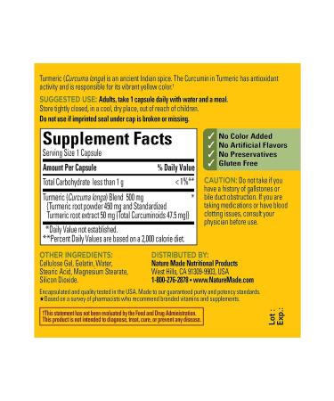 Nature Made Turmeric Curcumin 60 Capsules - Buy Online on GoSupps.com