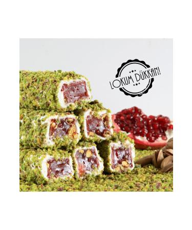 Turkish Delight Shop Pomegranate and Pistachio Wrapped Turkish Delight 500 gr