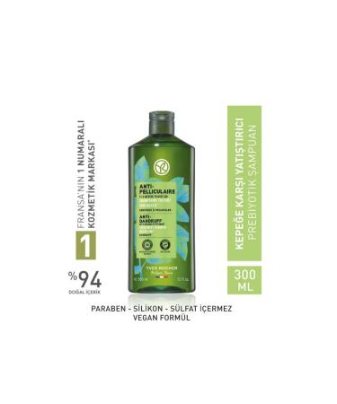 Yves Rocher Prebiotic Shampoo Anti-Dandruff Pelliculaire Pomegranate Peel Organic Mint and Agave 300 ml