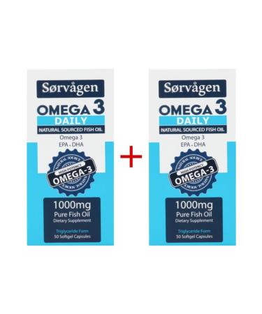 Sorvagen Omega 3 Daily Pure Fish Oil 50 Capsules 1000 Mg - 2 Pieces