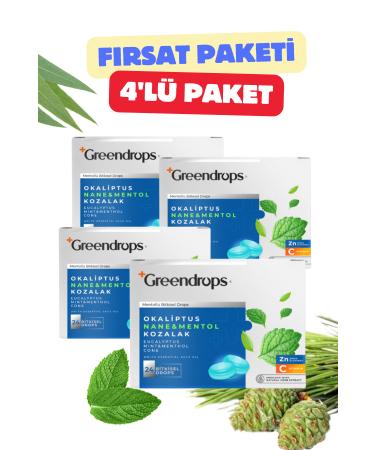 Greendrops 4x Herbal Drops Throat Lozenge - Menthol - Eucalyptus Mint Menthol And Pine Cone