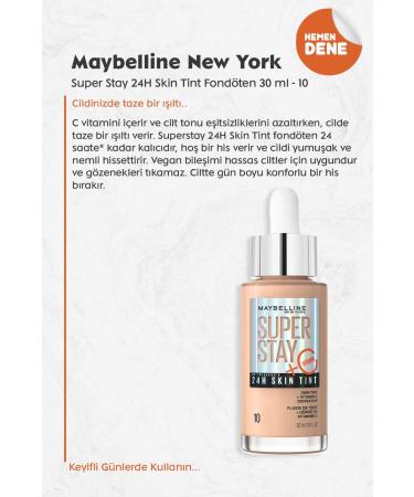 Maybelline New York Maybelline Super Stay 24H Skin Tint Foundation 10 - Buy Online on GoSupps.com