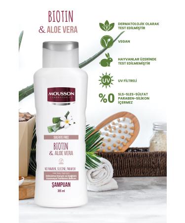 Mousson Anti-Hair Loss and Growth Supporting Sulfate-Free Shampoo with Biotin and Aloe Vera 385 ml