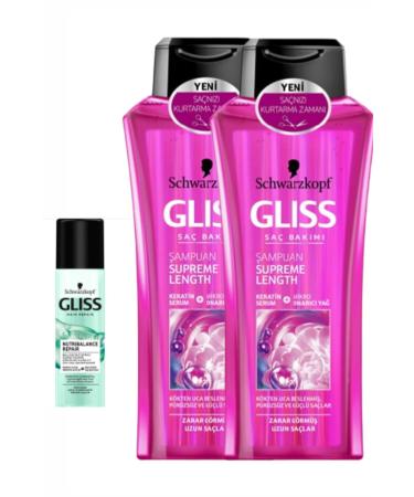 Gliss Schwarzkopf Supreme Length Shampoo 400ml 2+Nutribalance Repair Conditioner