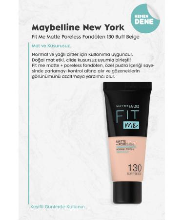 Maybelline New York Maybelline Fit Me Matte Poreless Foundation 130 Buff Beige - Buy Online on GoSupps.com