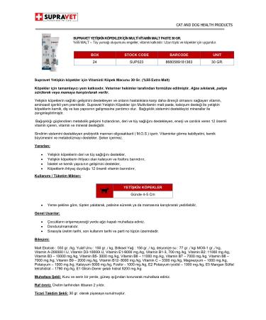 Supravet Adult Dog Multi Vitamin Malt Paste 30 Gr - Buy Online on GoSupps.com