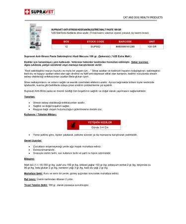 Supravet Set-03 Antistress Calming Malt Paste 100 Gr + Biotine Hair Loss Prevention Drops 100 Ml - Buy Online on GoSupps.com