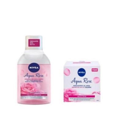 NIVEA Aqua Rose Gel Cream 50 ml Make-Up Remover Water 400 ml Set 1 Piece