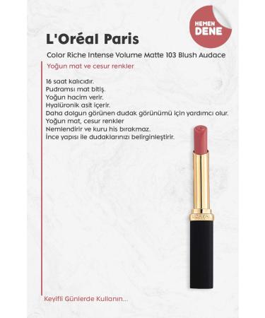 L'Oreal Paris Loreal Paris Color Riche Intense Volume Matte Lipstick - 103 Blush Audace - Buy Online on GoSupps.com