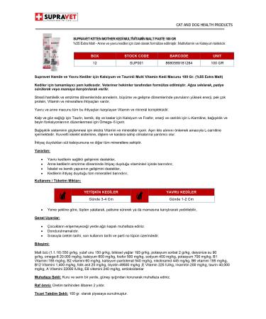 Supravet Set-2 Mother Kitten Malt Paste 100 Gr + Biotine Hair Loss Prevention Drops 100 Ml - Buy Online on GoSupps.com