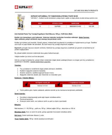 Supravet Anti Hairball Malt Paste for Cats 100 G - Buy Online on GoSupps.com