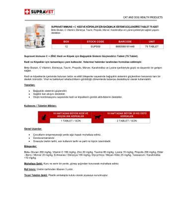 Supravet Immune Cat Dog Vitamin 75 Tablets - Buy Online on GoSupps.com