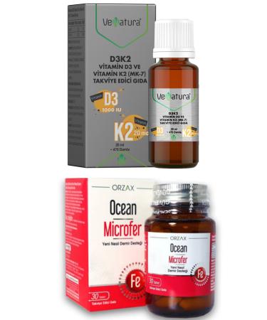 Ocean Venatura D3K2(Menaquinone 7) Drops 20 ml-Ocean Microfer Iron Supplement 30 Tablets - Buy Online on GoSupps.com