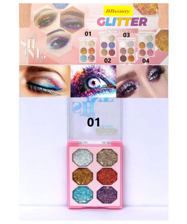 BBeauty Let Your Confidence Shine Glitter Eyeshadow Glittery 6-Palette