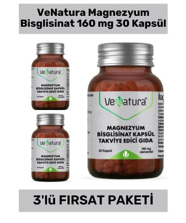 Venatura Magnesium Bisglycinate 160 mg 30 Capsules - 3 Pieces