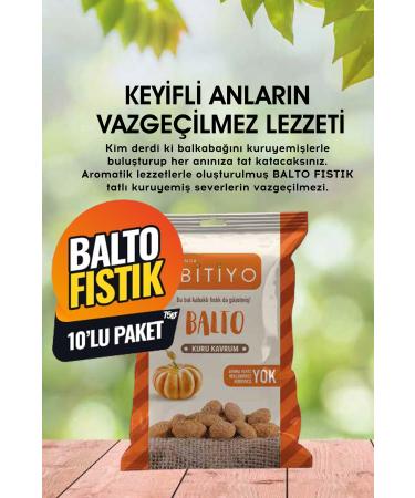 INSTANTLY ENDED Balto Pistachio 0 Natural Dry Roasted Pistachio 75 Grams X 10 Pieces (Does not Contain Flavor Colorant Preservative)