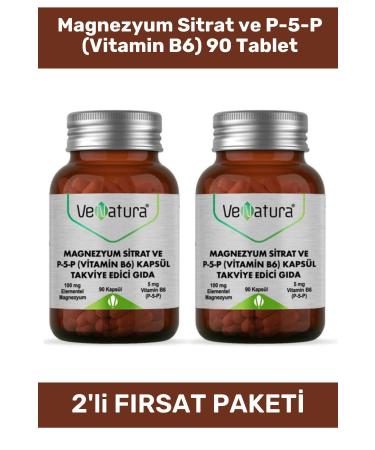 Venatura Magnesium Citrate and P-5-P (Vitamin B6) 90 Tablets - 2 Pieces