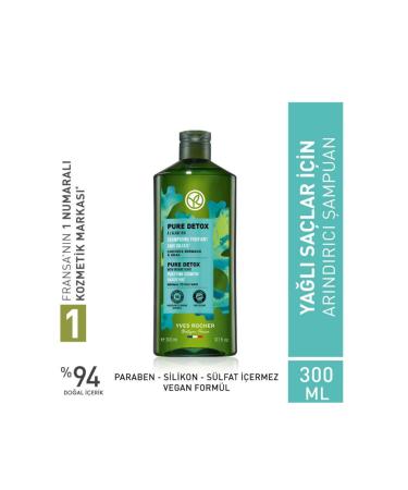 Yves Rocher Purifying Shampoo - Oily Hair / Pure Detox Detoxifying Ocean Algae 300 ml Made in FRANCE