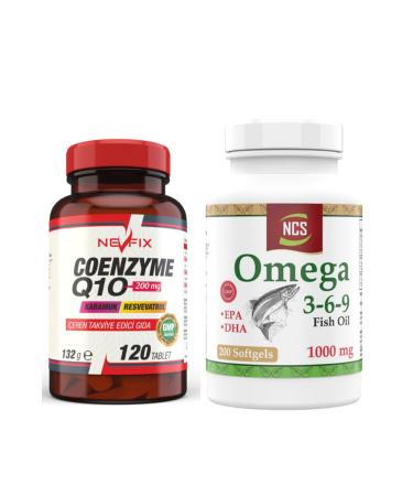Ncs Coenzyme Q-10 200 Mg 120 Tablets Omega 3 6 9 Fish Oil 200 Capsules