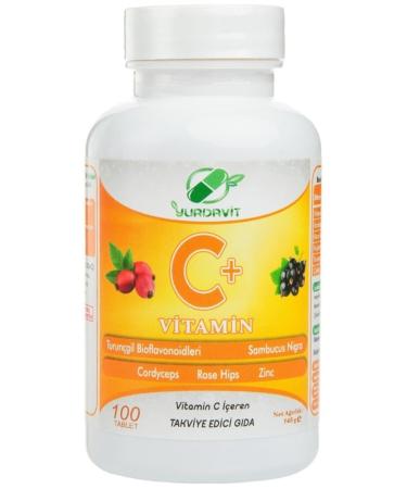 Yurdavit Vitamin C 1000 Mg Rosehip Black Elderberry Zinc Citrus Bioflavonoids Cordyceps 100 Tb
