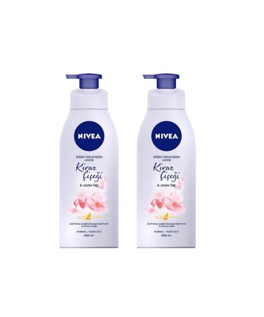 NIVEA Nbody Pump Cherry Blossom & Jojoba Oil Lotion 400 Ml X 2 Pcs