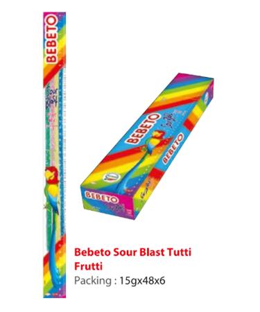 BEBETO Sour Blast P Longer Jelly 48 Pieces Mixed Fruit
