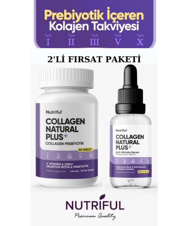 Nutriful Collagen 5 Type Prebiotic Tablets - Collagen Anti-Wrinkle Serum 2 LI