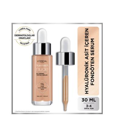 L'Oreal Paris Nude Foundation Serum 3-4 Light Medium - Buy Online on GoSupps.com