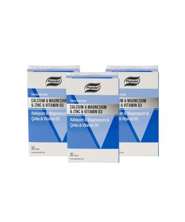 Phytodef Calcium Magnesium Zinc Vitamin D - 30 Capsules X 3 Pieces (CALCIUM MAGNESIUM ZINC)