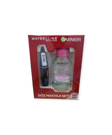 Garnier Maybelline Volume Express Over The Top Black Mascara & Garnier Micellar Makeup Remover Water 100 - Buy Online on GoSupps.com