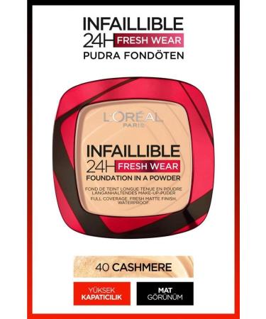 L'Oreal Paris Telescopic Gold Black Mascara & Infaillible 24h Fresh Wear Powder Foundation 40 Cashmere - Buy Online on GoSupps.com