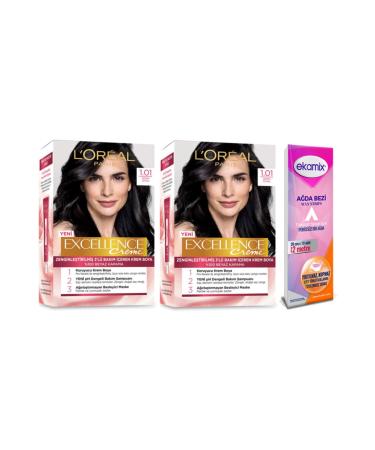 L'Oreal Paris 1.01 Deep Pure Black Creme Dye 2 Pieces