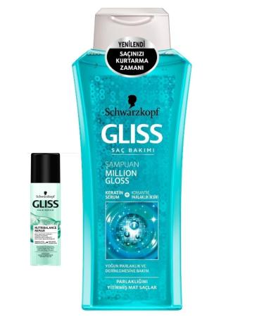 Gliss Schwarzkopf Million Shine Shampoo 400 Ml + Nutribalance Repair Conditioner