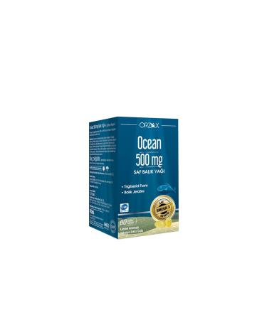 Ocean Omega-3 Fish Oil 500 mg 60 Capsules Food Supplement Containing Pure Fish Oil.