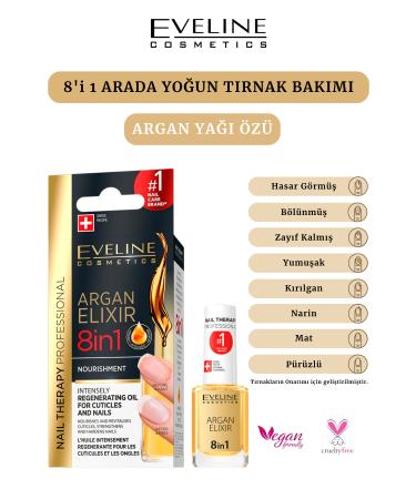 Eveline Cosmetics 8 In 1 Argan Elixir Intensive Refreshing Oil for Nails 12 ml