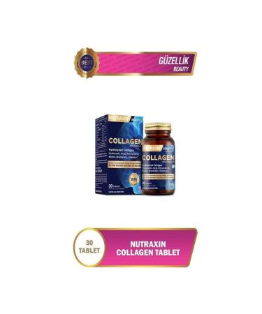 Nutraxin Hydrolyzed Collagen Hyaluronic Acid Resveratrol Vitamin C Biotin Bromelain Containing Supplement 30 Tablets