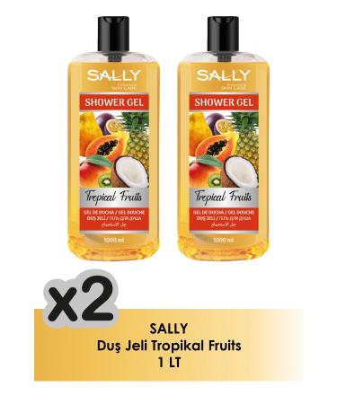 Sally Shower Gel - Tropical Fruit & Aloe Vera Extract - 1 Lt - 2 Pieces