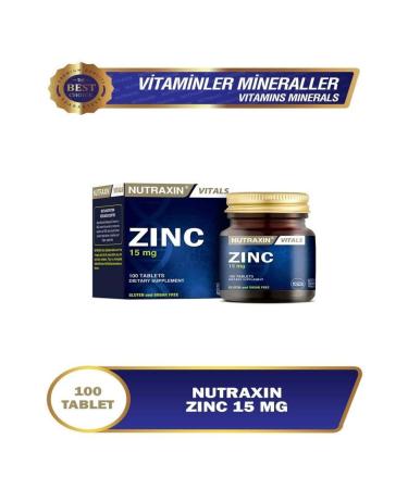 Nutraxin Zinc 15 mg Zinc Sulfate Containing Supplementary Food 100 Tablets