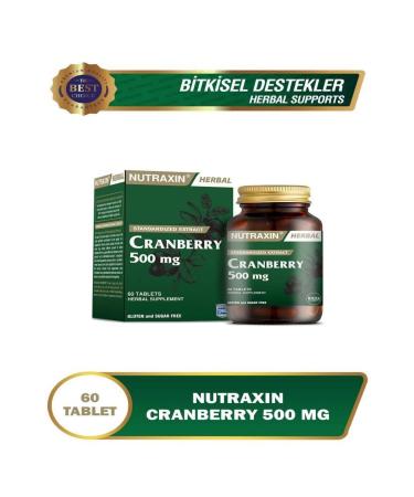 Nutraxin Cranberry 60 Tablets Food Supplement Containing Cranberry Extract