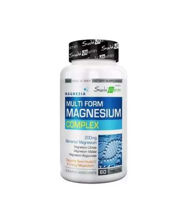 Vitamin Magnesium Complex in Water 60 Tablets Supplementary Food Containing Magnesium Citrate Bisglycinate Malate