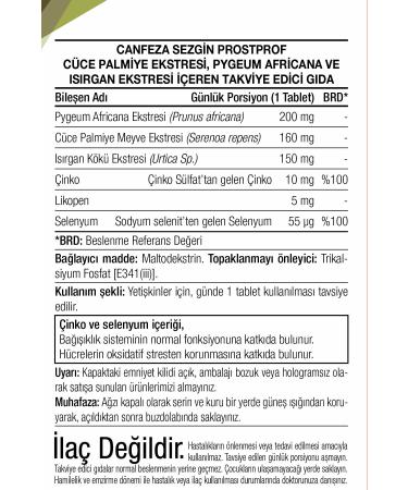 Canfeza Sezgin Prostprof Pygeum Africana Extract Dwarf Palm Fruit Extract Nettle Root Extract - Buy Online on GoSupps.com